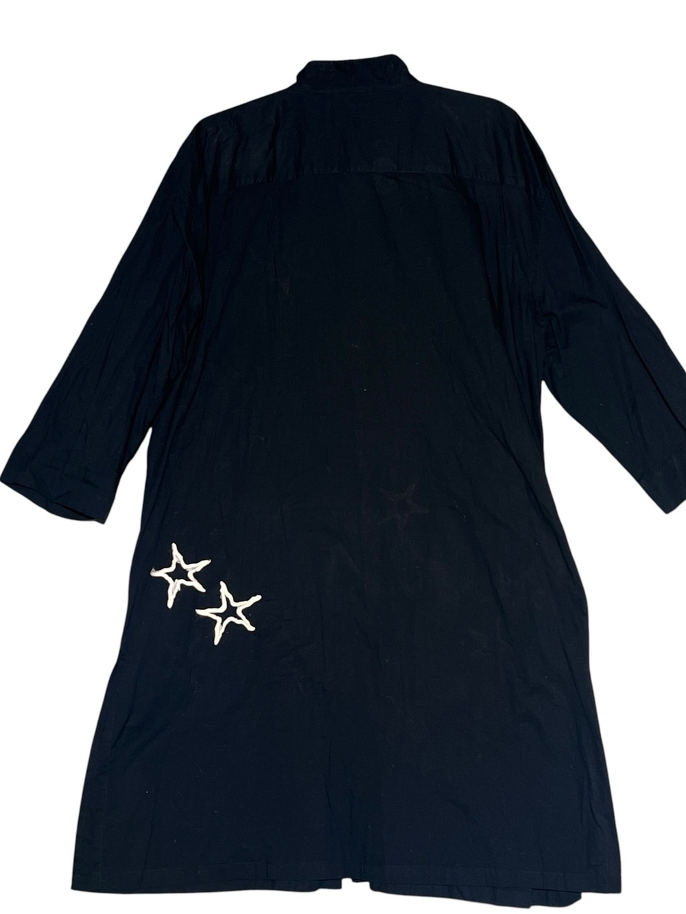 MICHAEL SIMON NY Black Cotton Beaded Seahorse Starfish Shirtdress Tunic Size XL - Picture 3 of 13